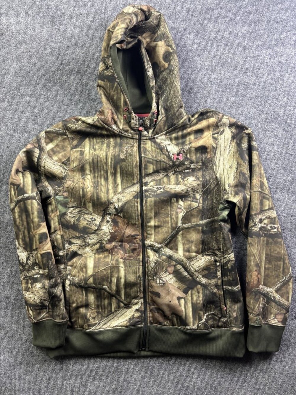 Under Armour Hoodie Sweatshirt Womens‎ 2XL Brown Camo Full Zip Fleece Hunting